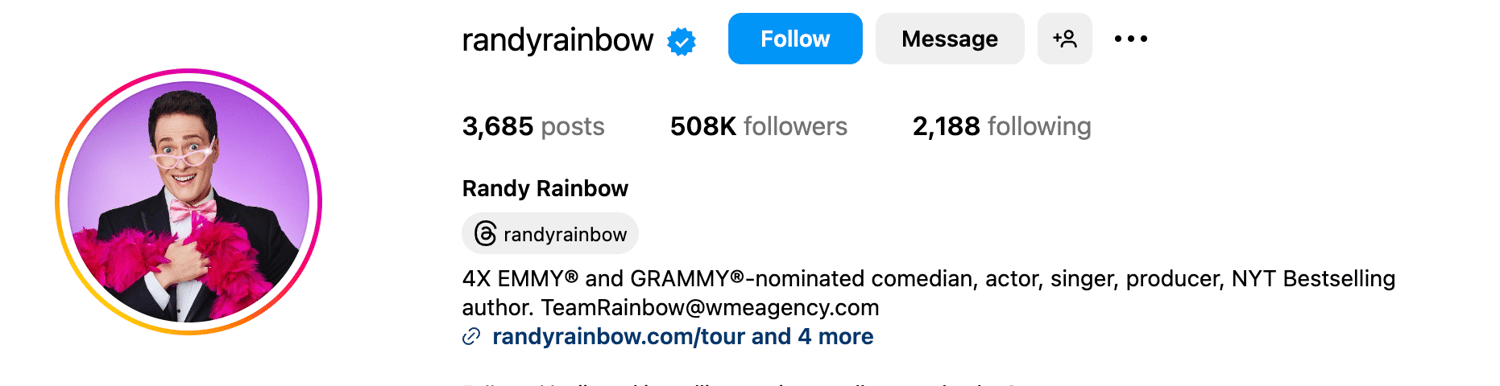 Randy Rainbow wearing his signature pink glasses