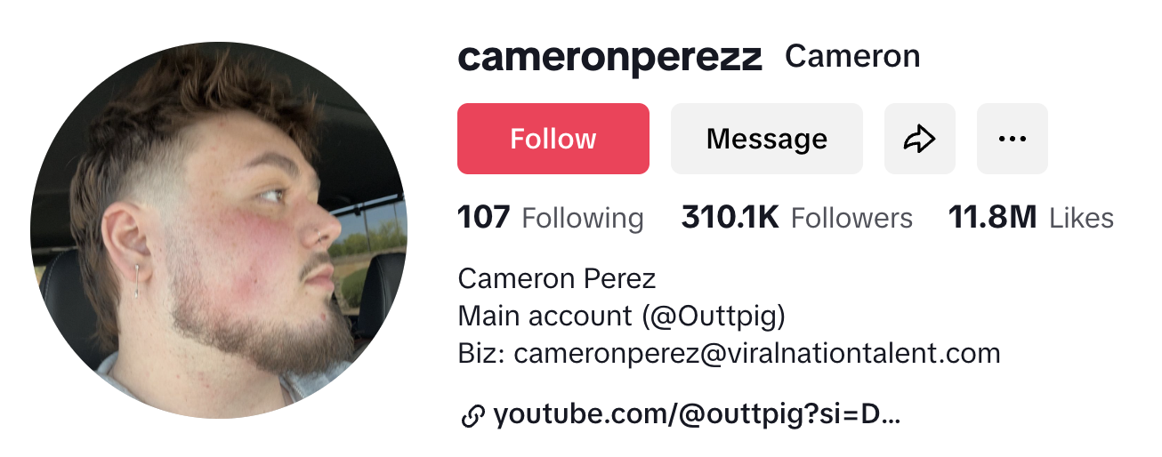 Cameron Perez TikTok Profile 