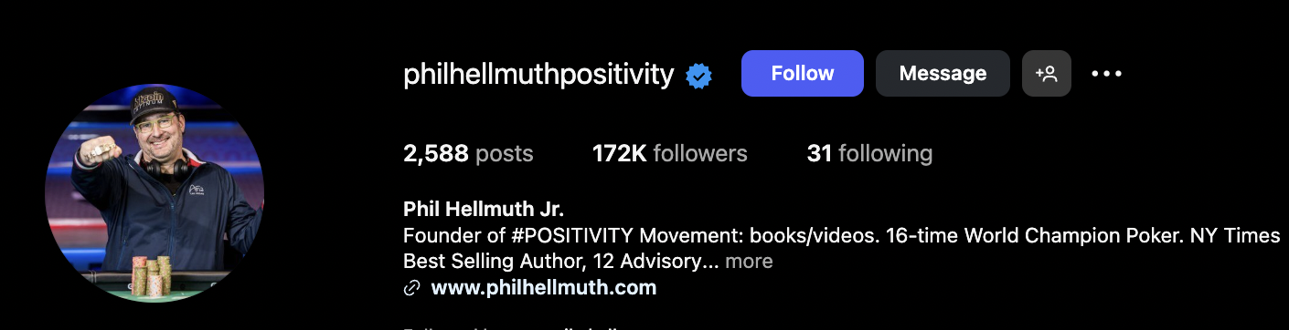 Phil Hellmuth IG profile